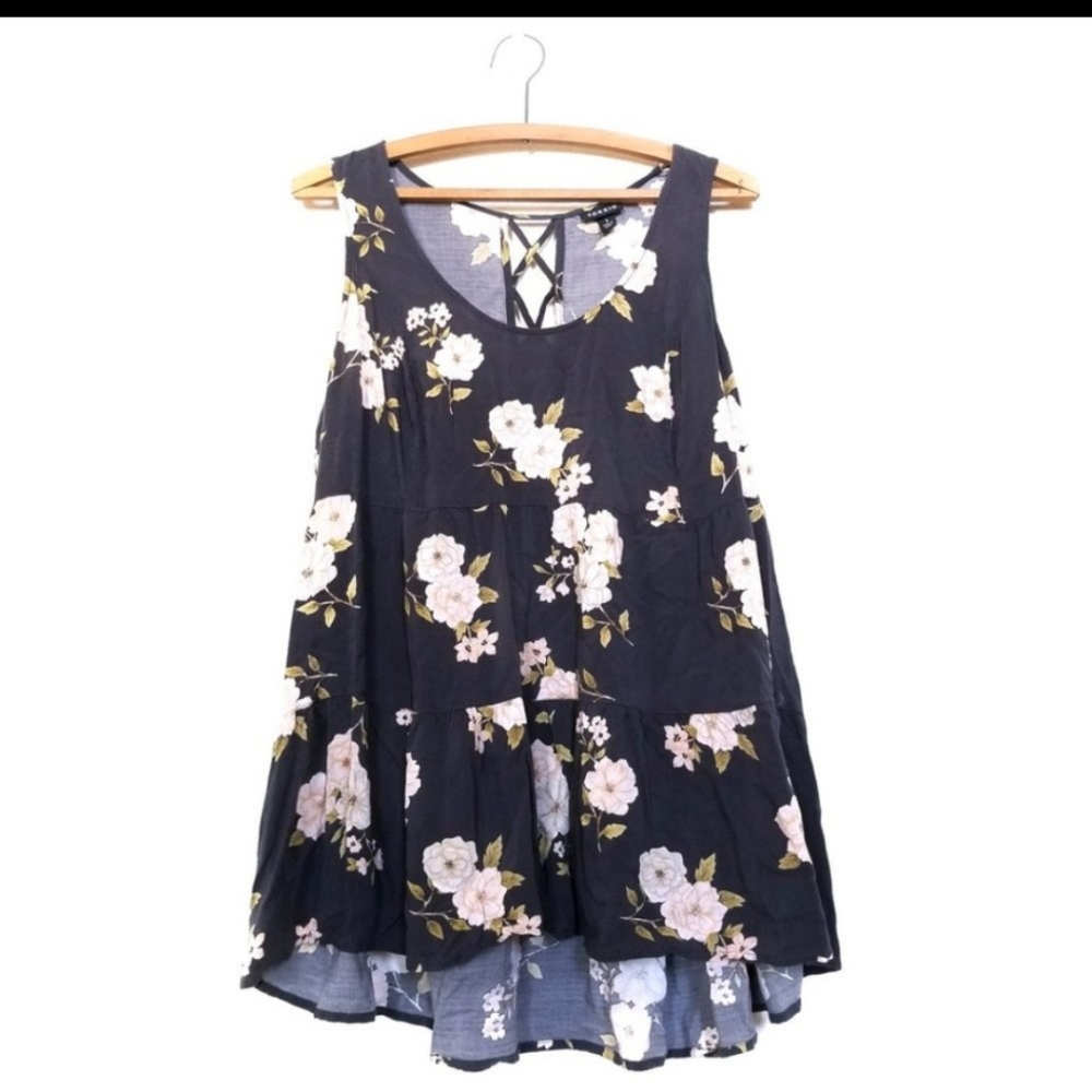 TORRID | Slate Grey Floral Challis Babydoll Tunic Tank Top Plus Size 1X